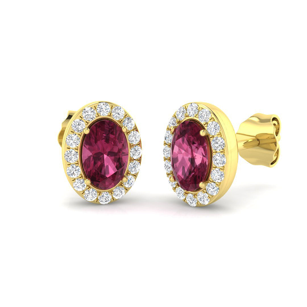 9ct Yellow Gold 1.21ct Pink Tourmaline Earrings