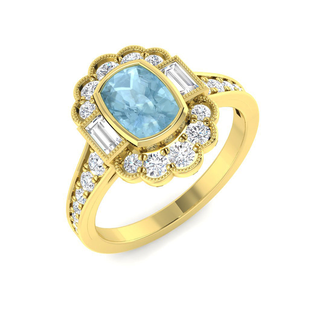 9ct Yellow Gold 1.26ct Aquamarine Ring