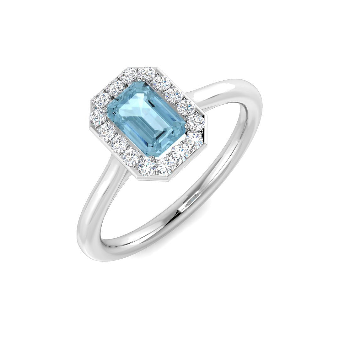 9ct White Gold 0.67ct Aquamarine Ring