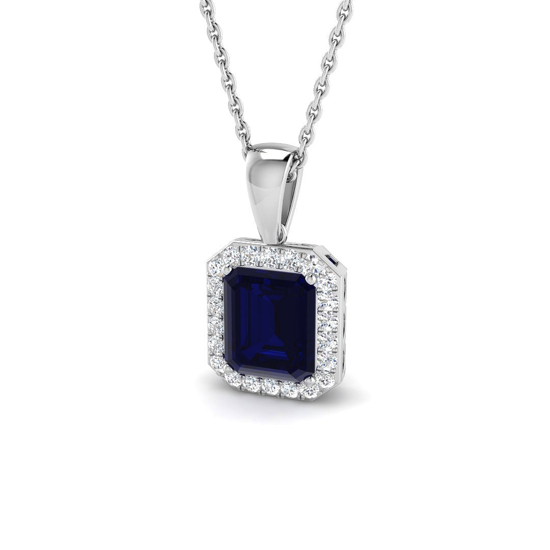 9ct White Gold 1.88ct Blue Sapphire Pendant