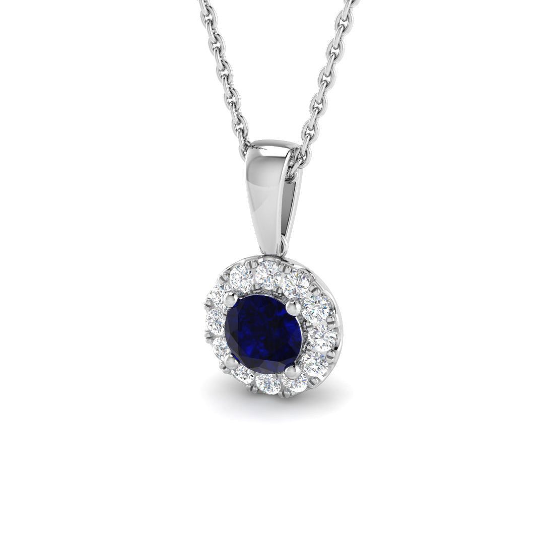 9ct White Gold 0.71ct Blue Sapphire Pendant