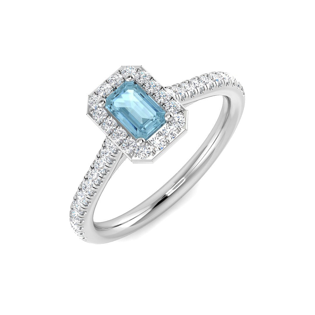 9ct White Gold 0.41ct Aquamarine Ring