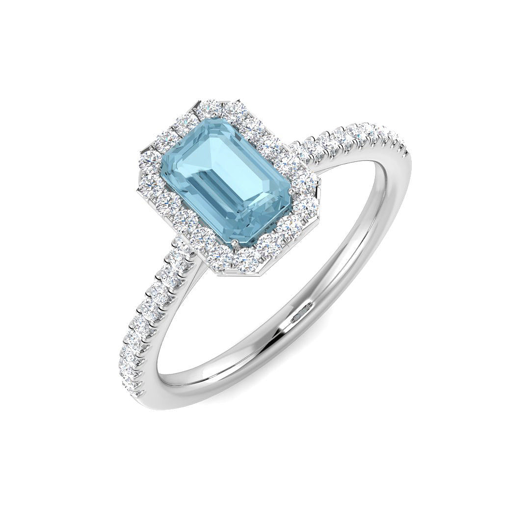 9ct White Gold 0.63ct Aquamarine Ring