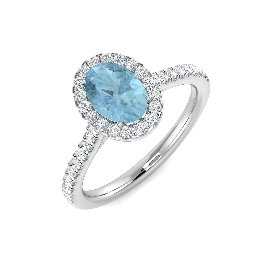 9ct White Gold 1.00ct Aquamarine Ring