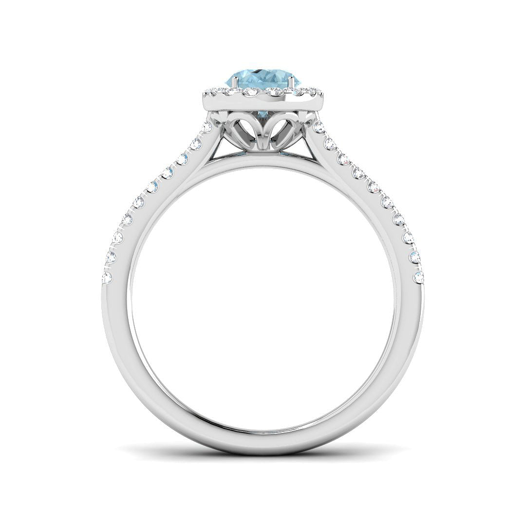 9ct White Gold 1.00ct Aquamarine Ring