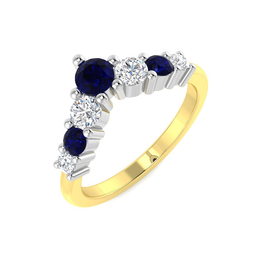 9ct Two-Tone Gold 0.87ct Blue Sapphire Ring