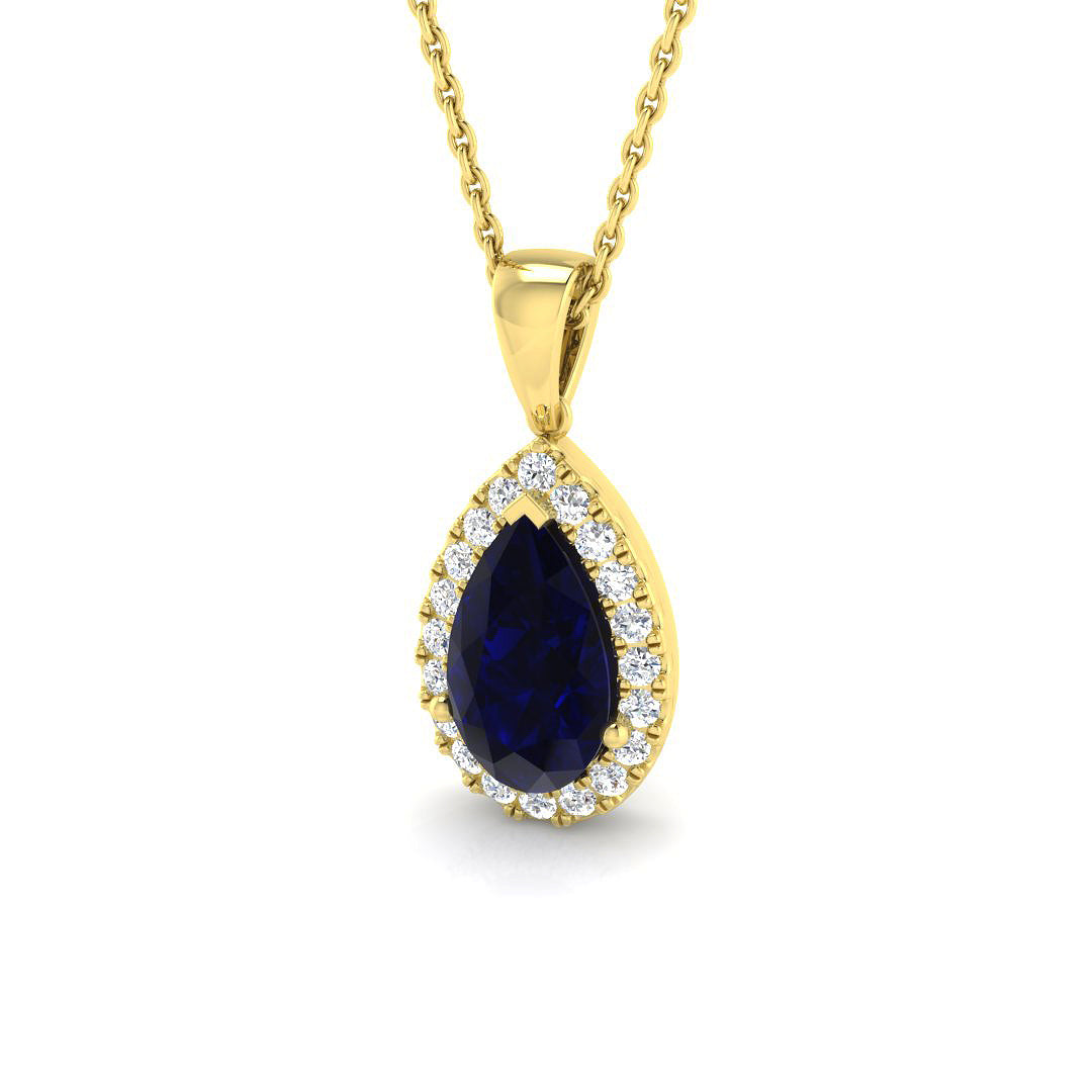 9ct Yellow Gold 1.53ct Blue Sapphire Pendant