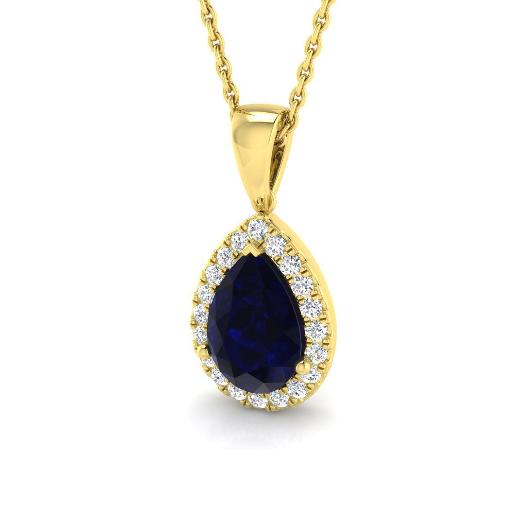 9ct Yellow Gold 2.05ct Blue Sapphire Pendant
