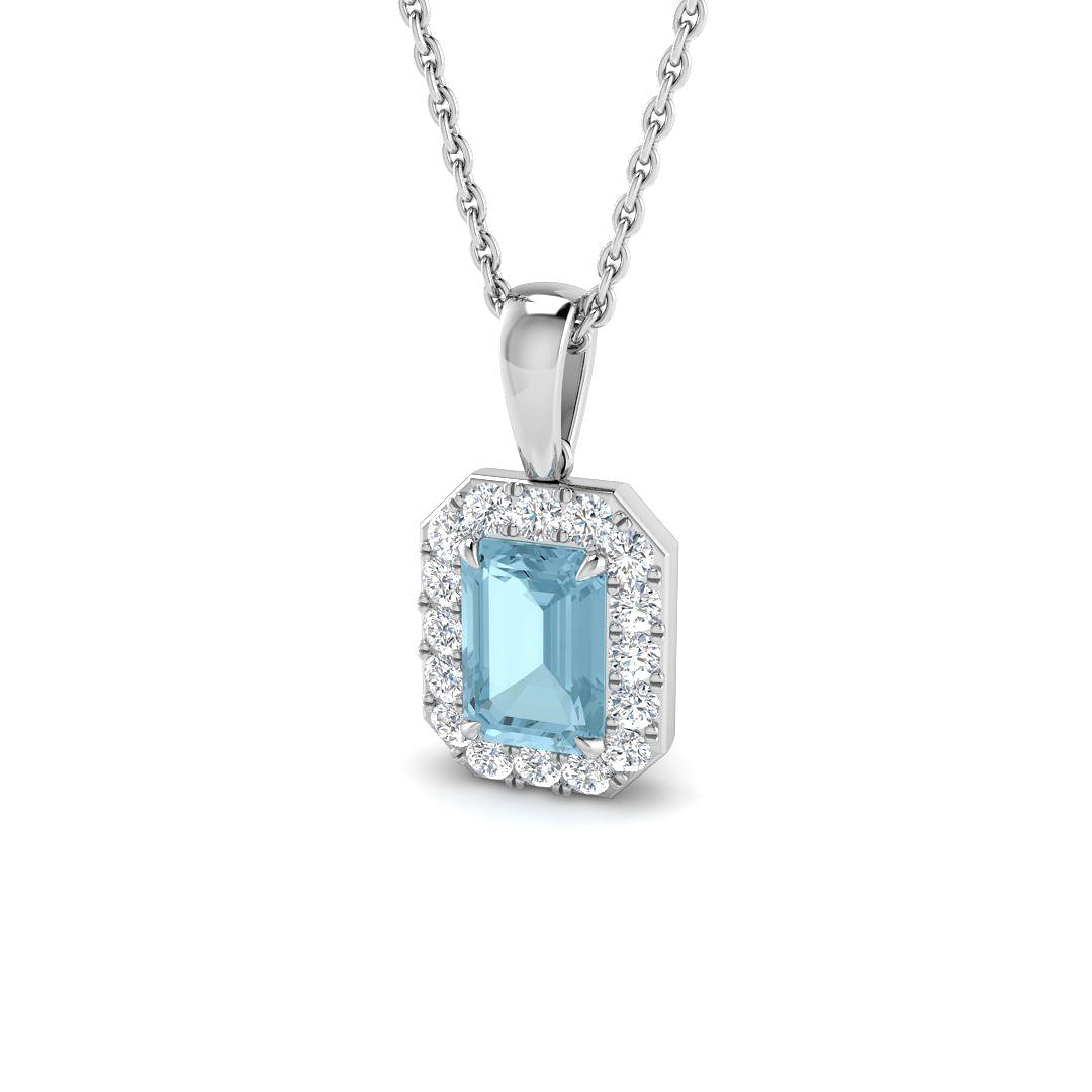 9ct White Gold 0.43ct Aquamarine Pendant