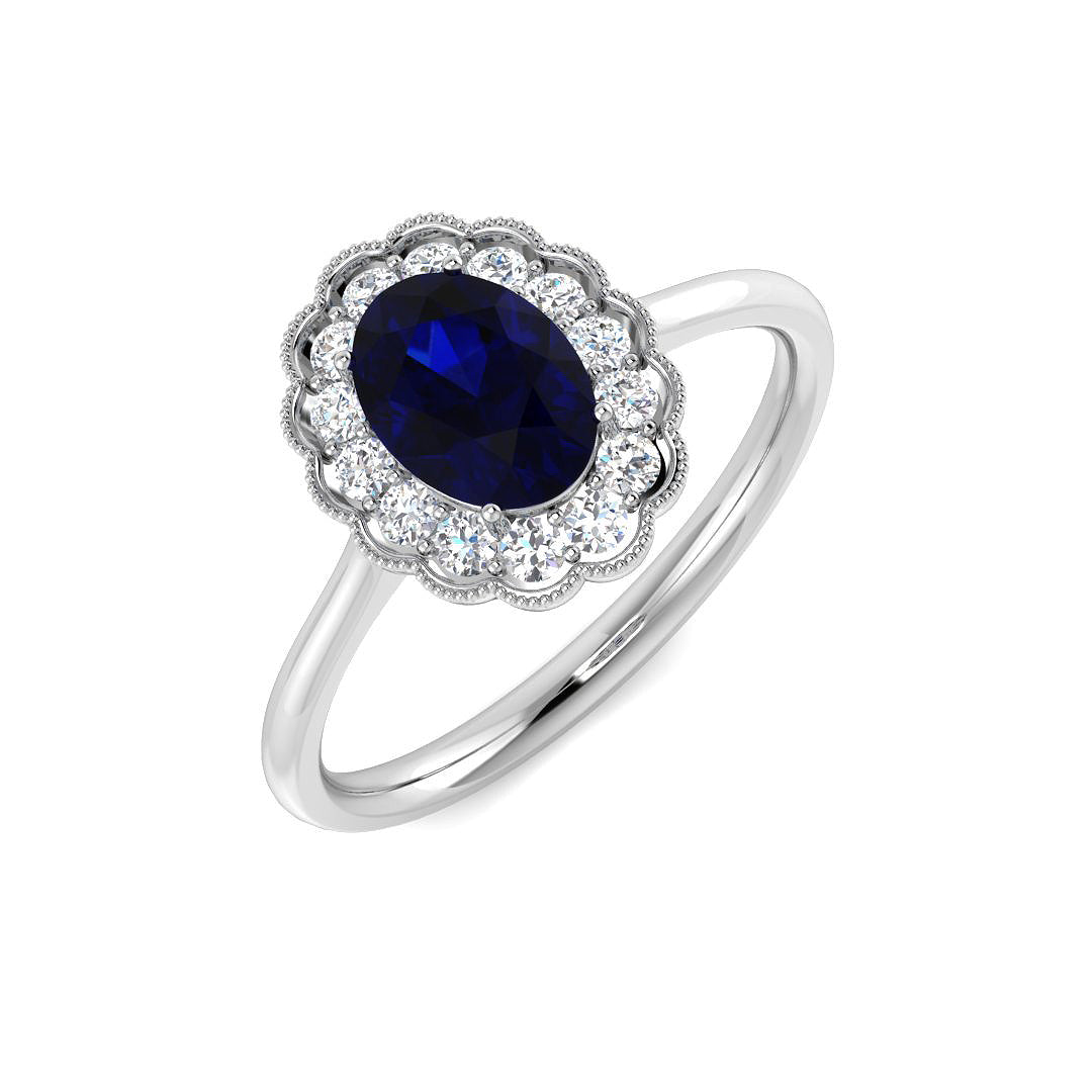 9ct White Gold 1.30ct Blue Sapphire Ring