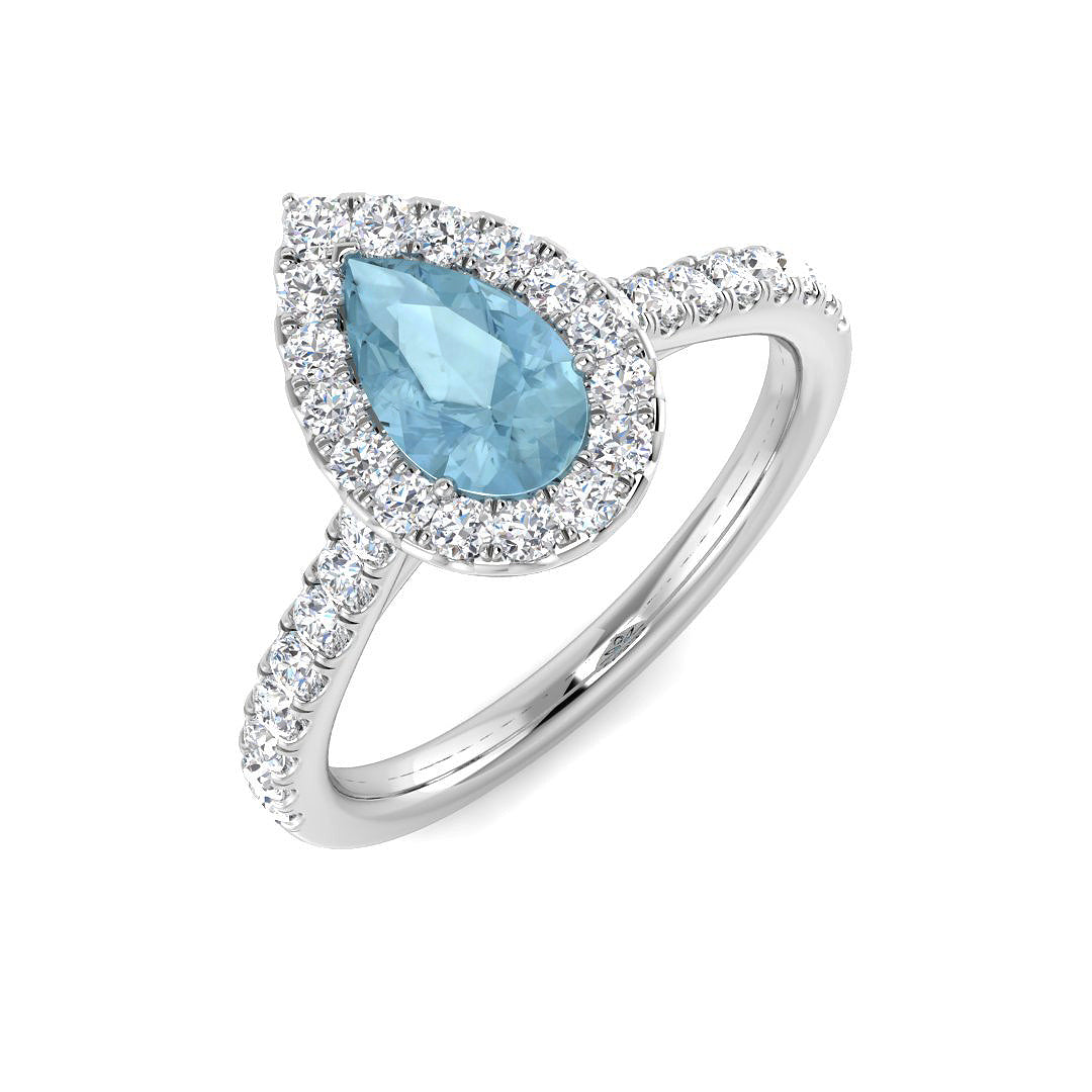 9ct White Gold 0.97ct Aquamarine Ring