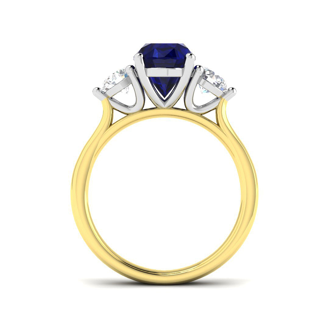 18ct Two-Tone Gold 3.93ct Blue Sapphire Ring
