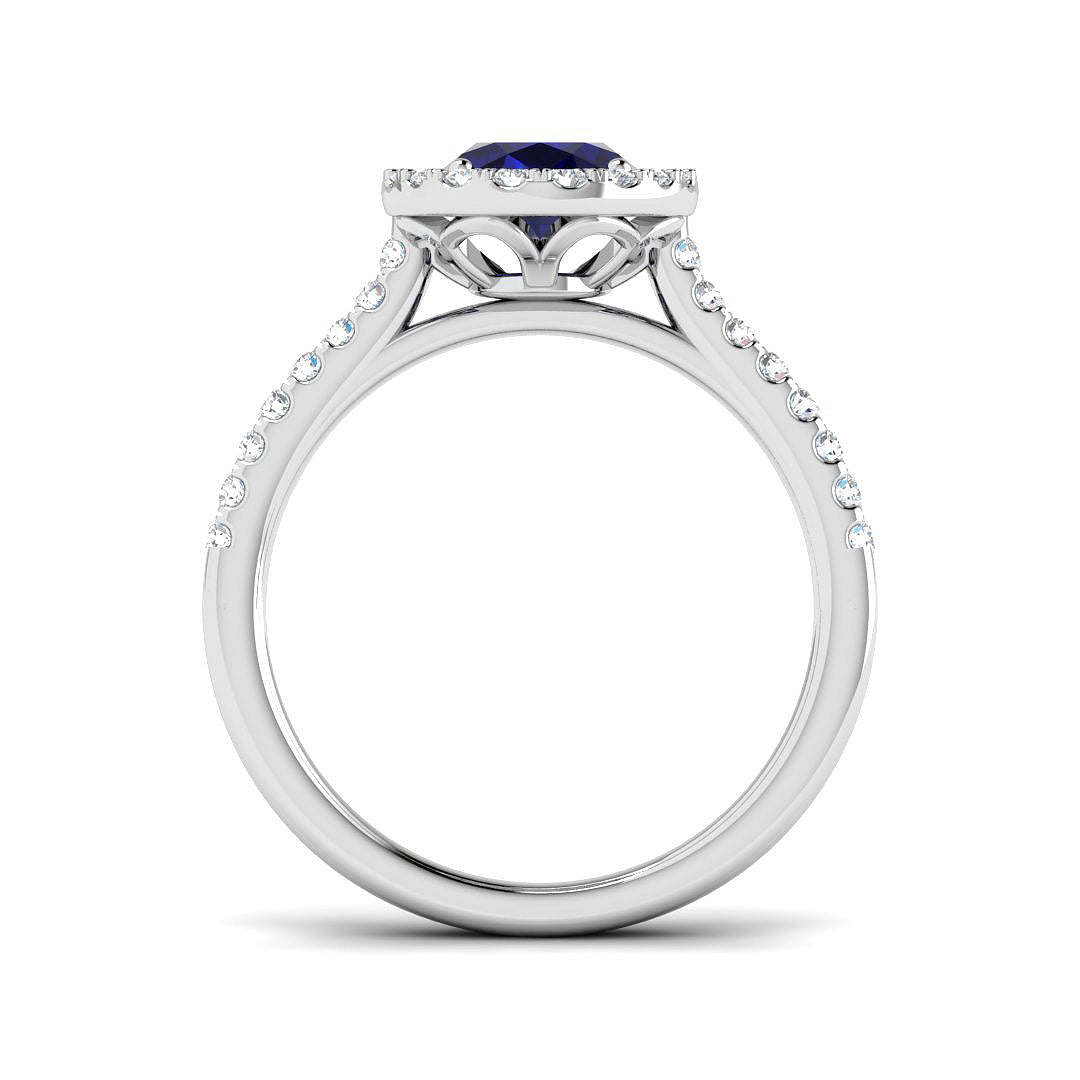 9ct White Gold 2.29ct Blue Sapphire Ring