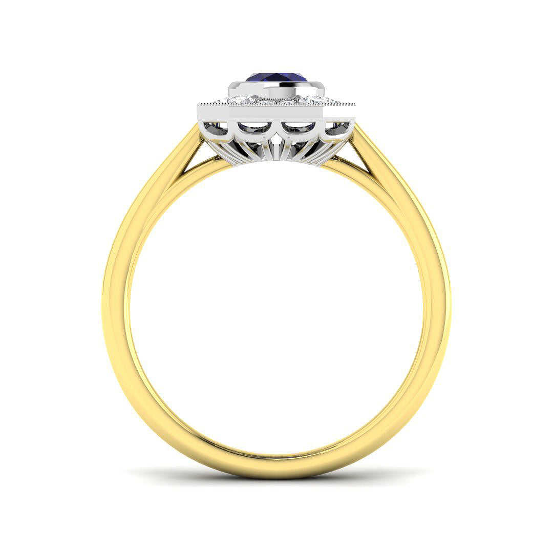 9ct Two-Tone Gold 1.30ct Blue Sapphire Ring