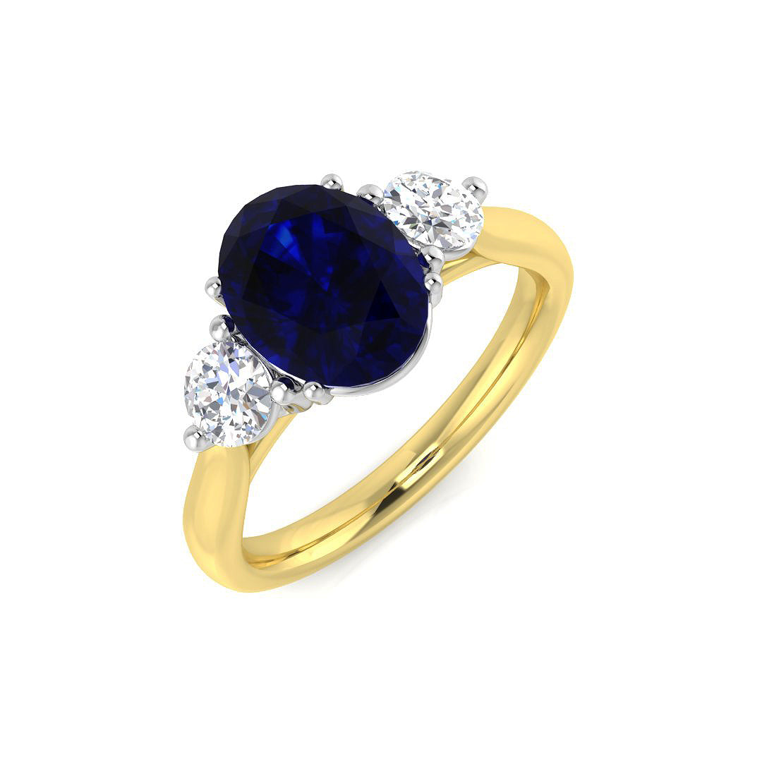 9ct Two-Tone Gold 2.89ct Blue Sapphire Ring