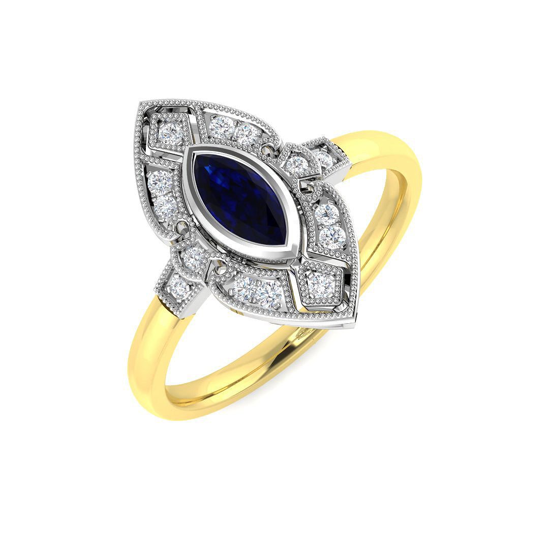 9ct Two-Tone Gold 0.39ct Blue Sapphire Ring
