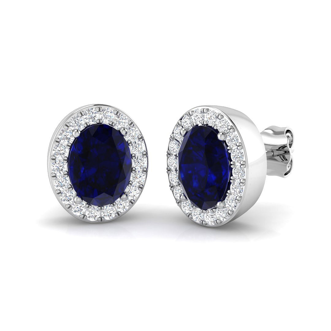 9ct White Gold 3.56ct Blue Sapphire Earrings
