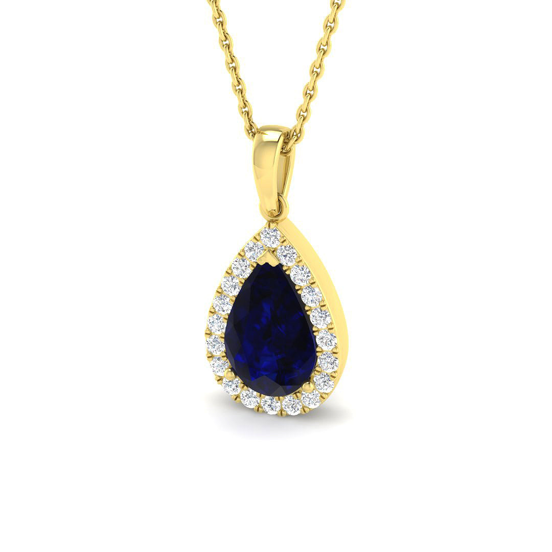 9ct Yellow Gold 1.90ct Blue Sapphire Pendant
