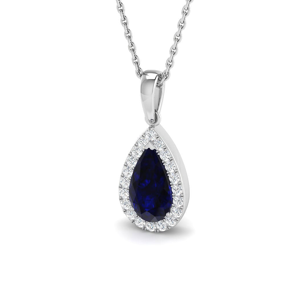 9ct White Gold 1.49ct Blue Sapphire Pendant