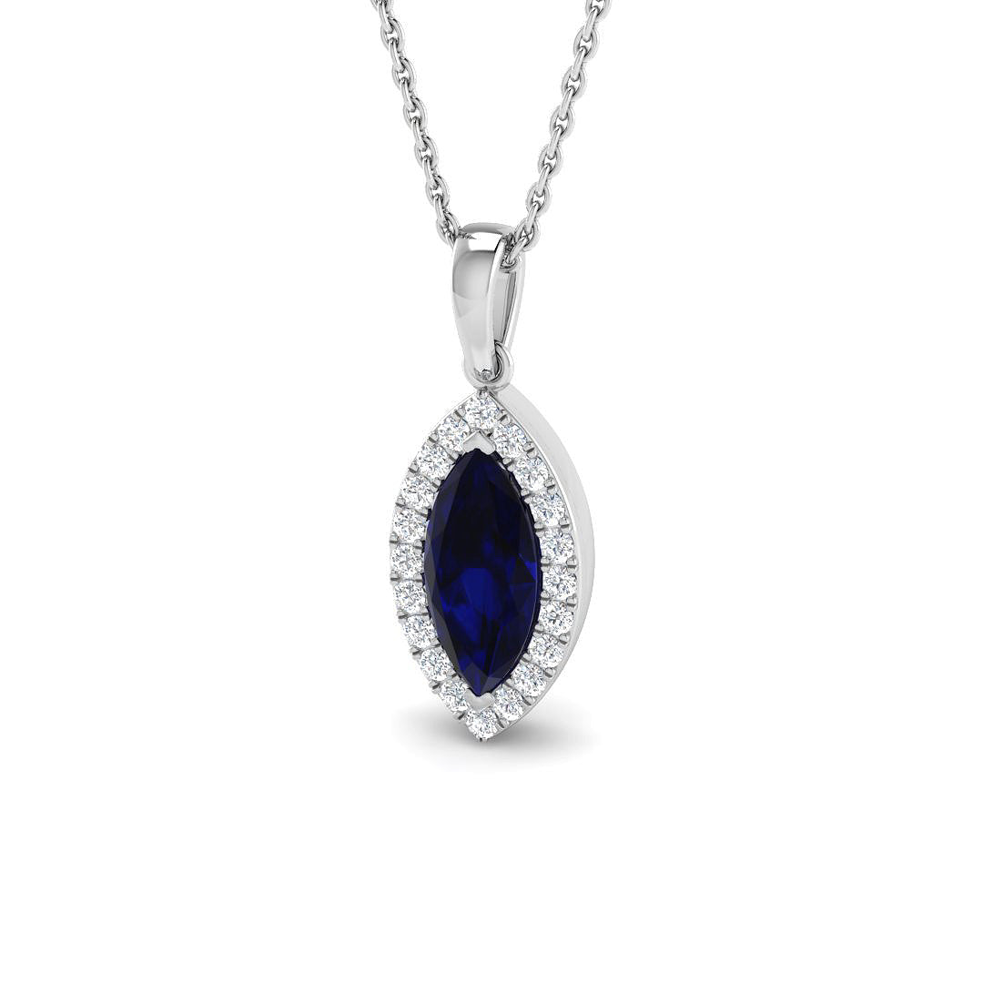 9ct White Gold 1.52ct Blue Sapphire Pendant