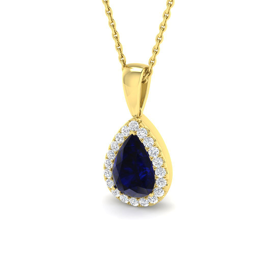 9ct Yellow Gold 1.70ct Blue Sapphire Pendant