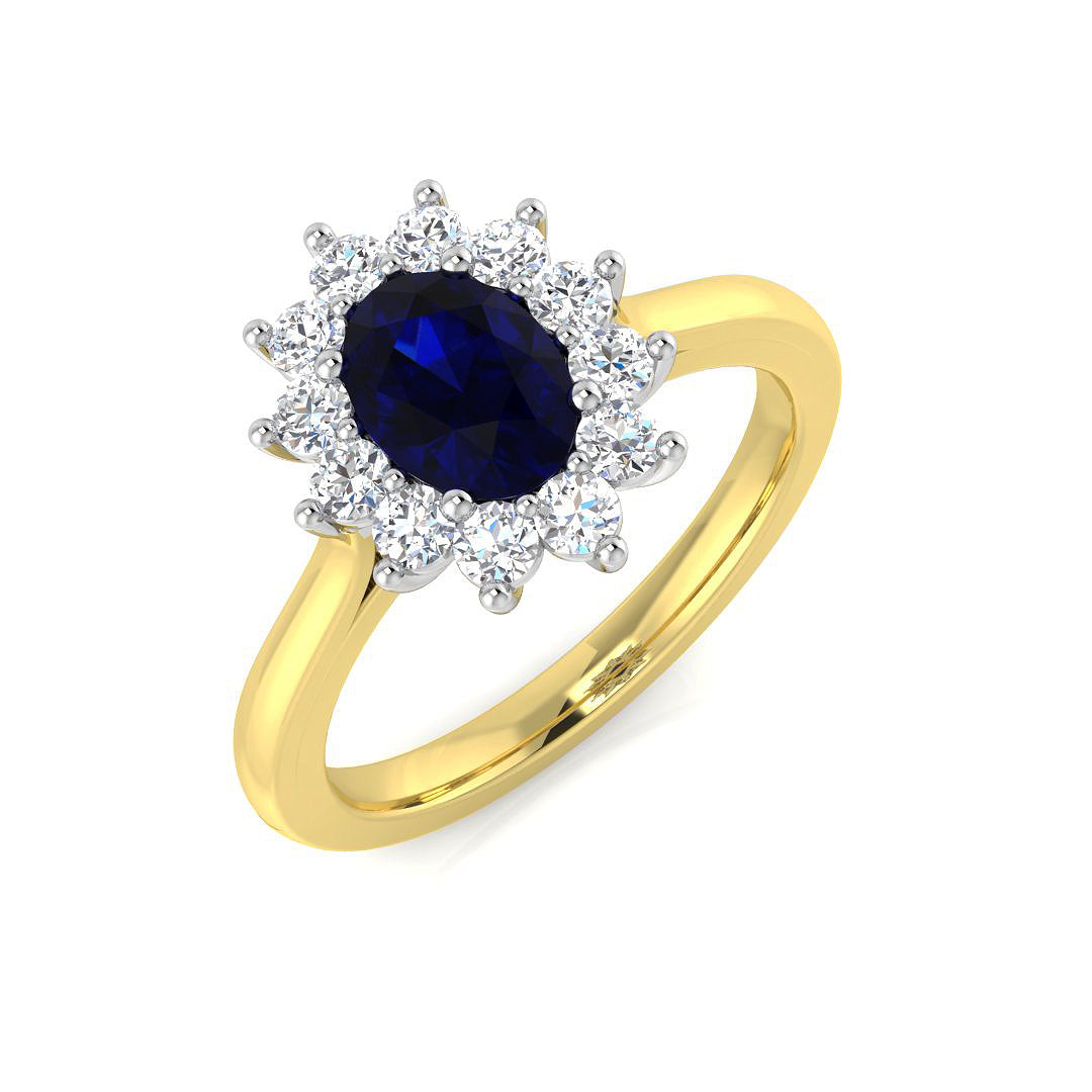 9ct Two-Tone Gold 1.52ct Laboratory Grown Lab Blue Sapphire Ring