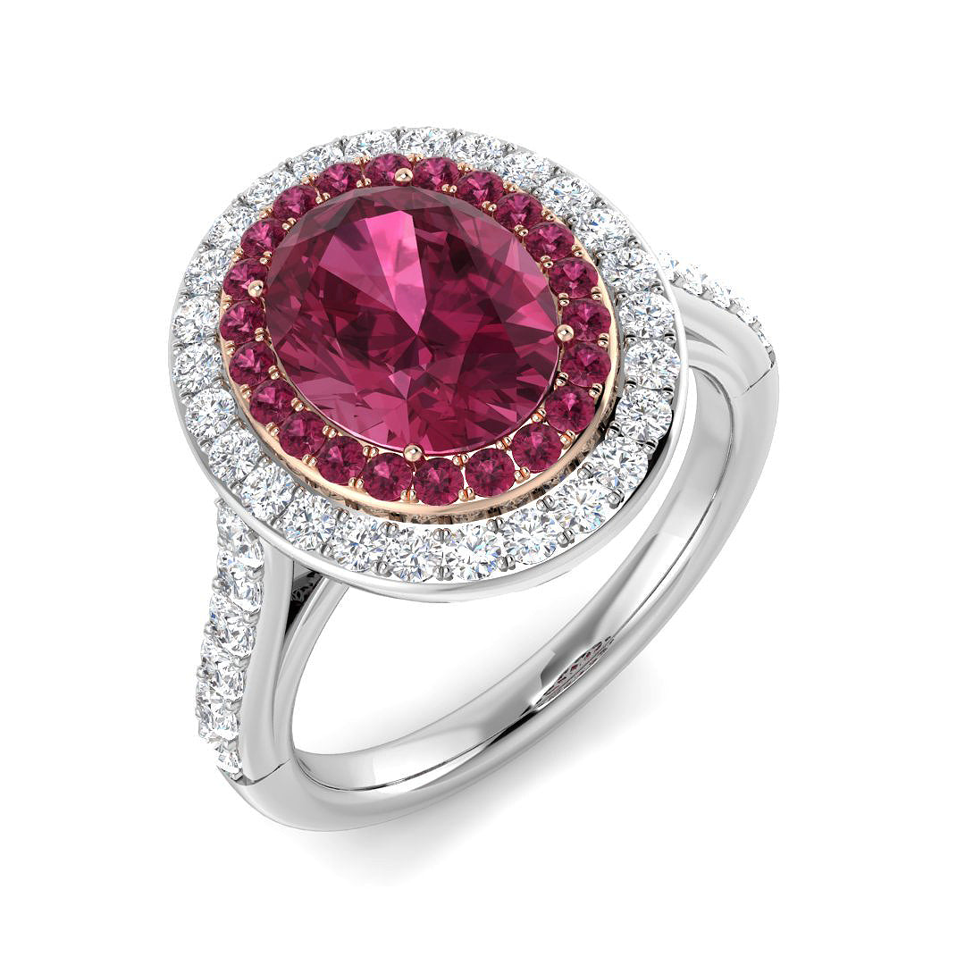 Two-Tone Gold 2.65ct Pink Tourmaline Ring