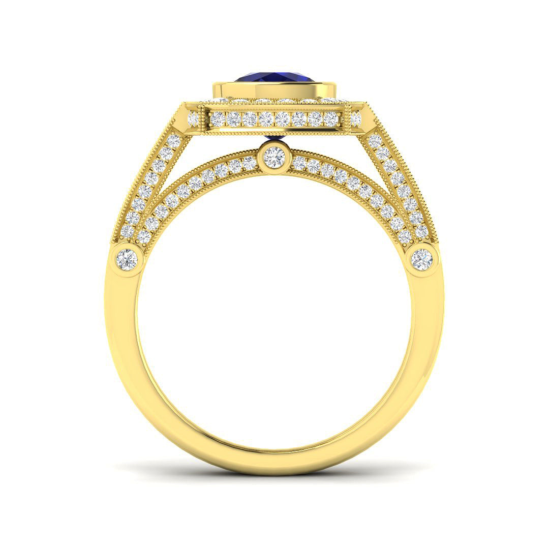 18ct Yellow Gold 2.49ct Blue Sapphire Ring