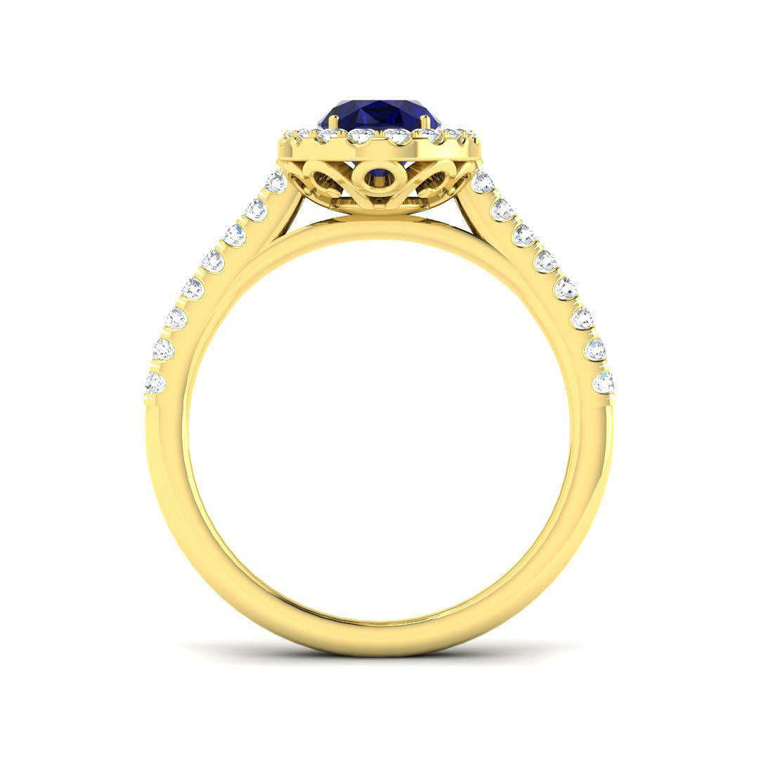 9ct Yellow Gold 2.02ct Blue Sapphire Ring