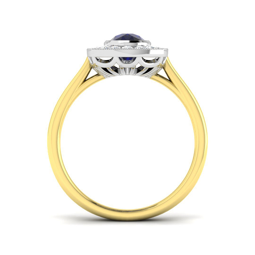 9ct Two-Tone Gold 2.12ct Blue Sapphire Ring