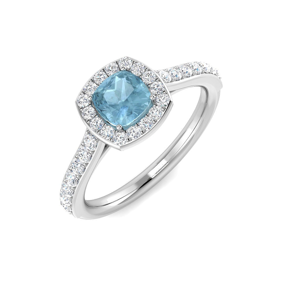 9ct White Gold 0.96ct Aquamarine Ring