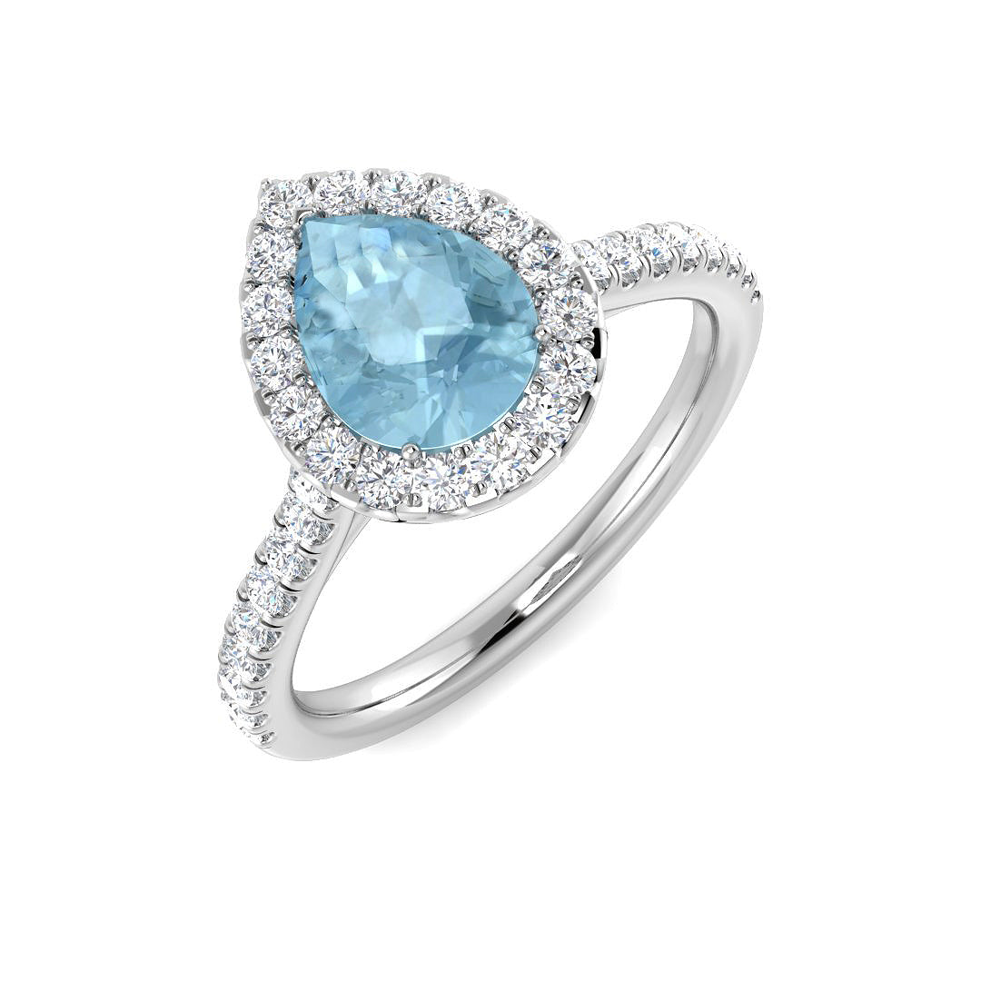 9ct White Gold 1.22ct Aquamarine Ring