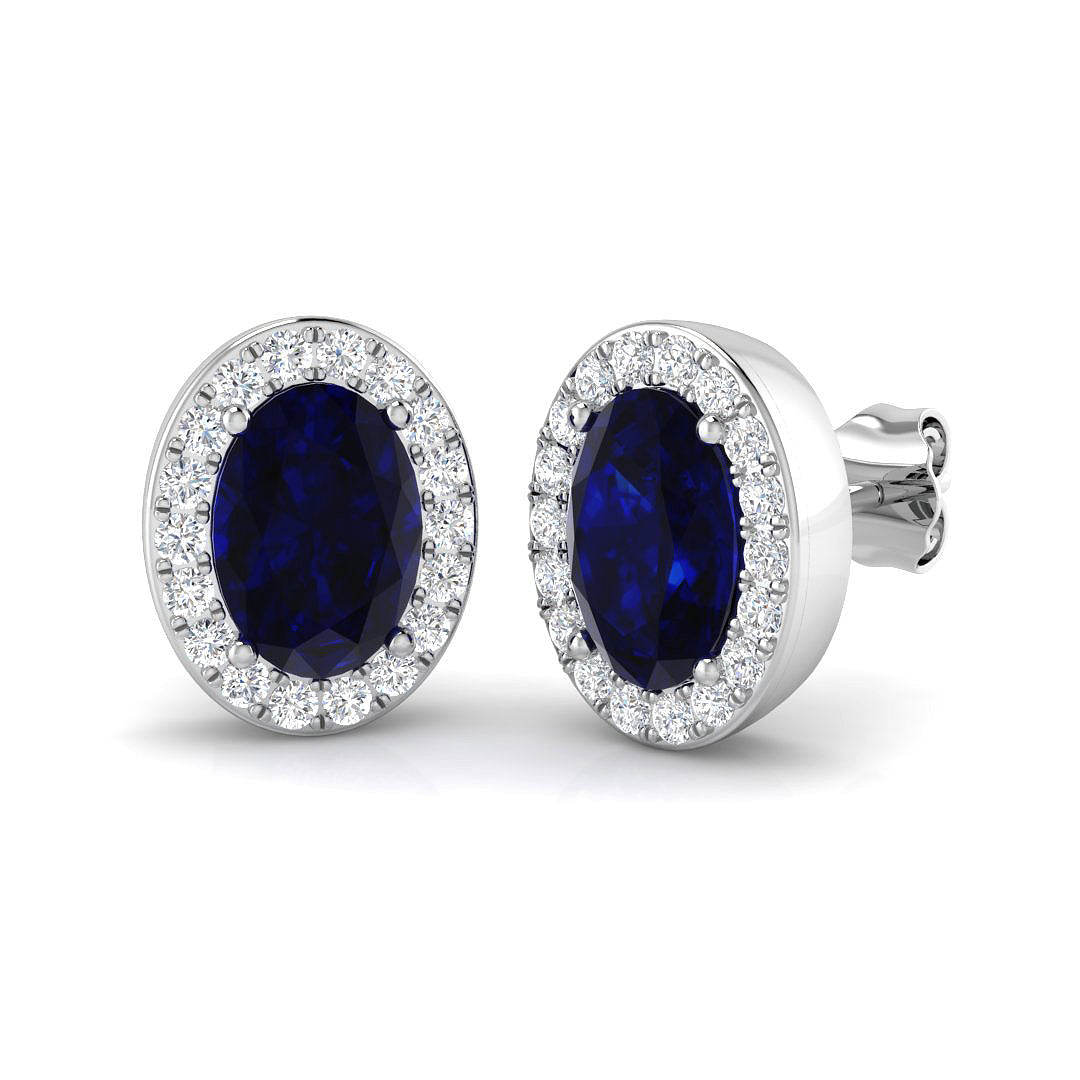 9ct White Gold 3.73ct Blue Sapphire Earrings