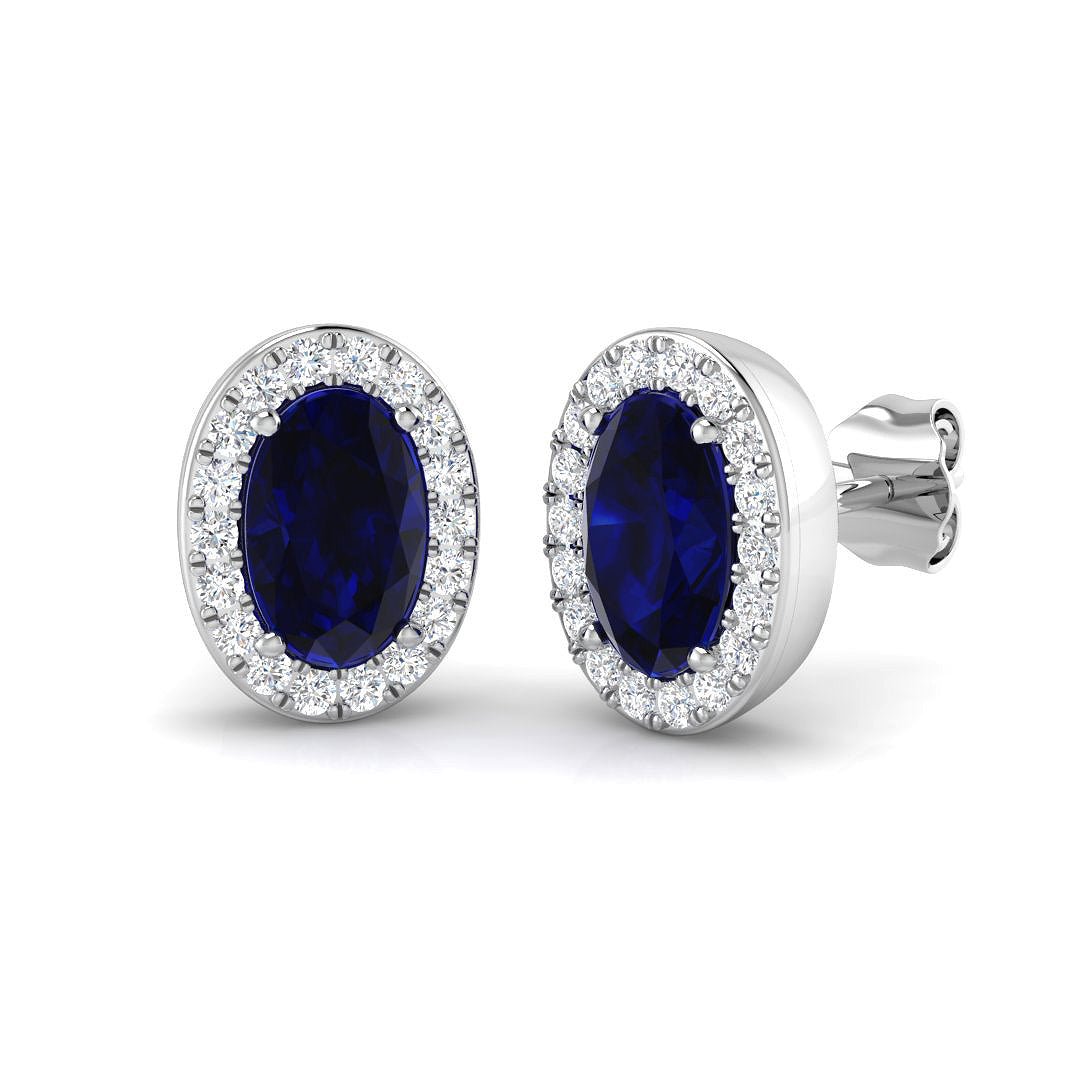 9ct White Gold 2.46ct Blue Sapphire Earrings
