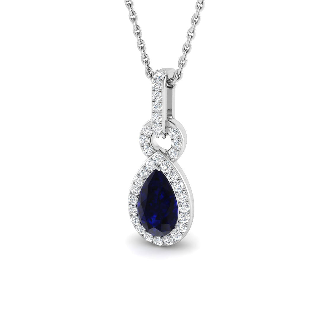 9ct White Gold 1.30ct Blue Sapphire Pendant