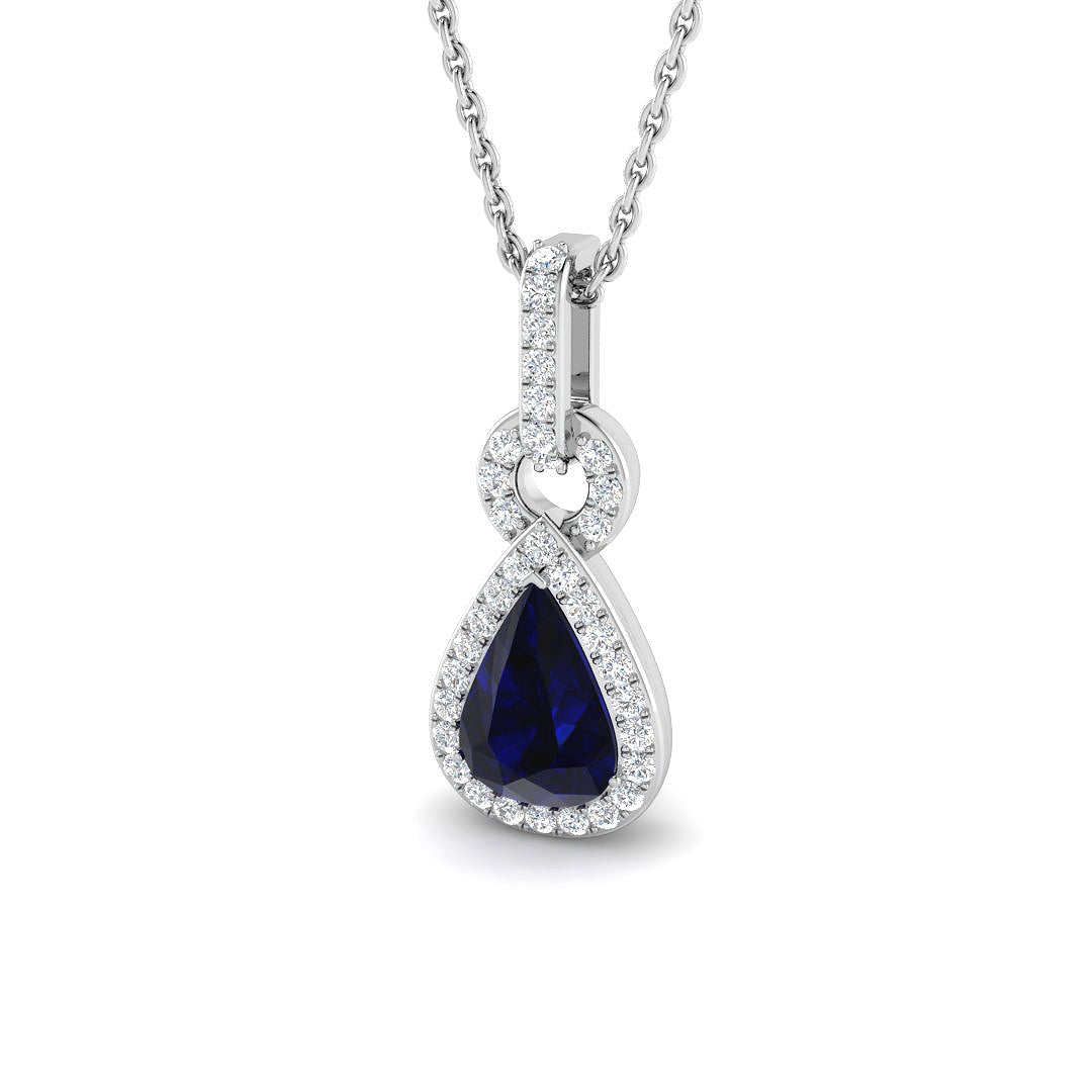 9ct White Gold 1.20ct Blue Sapphire Pendant