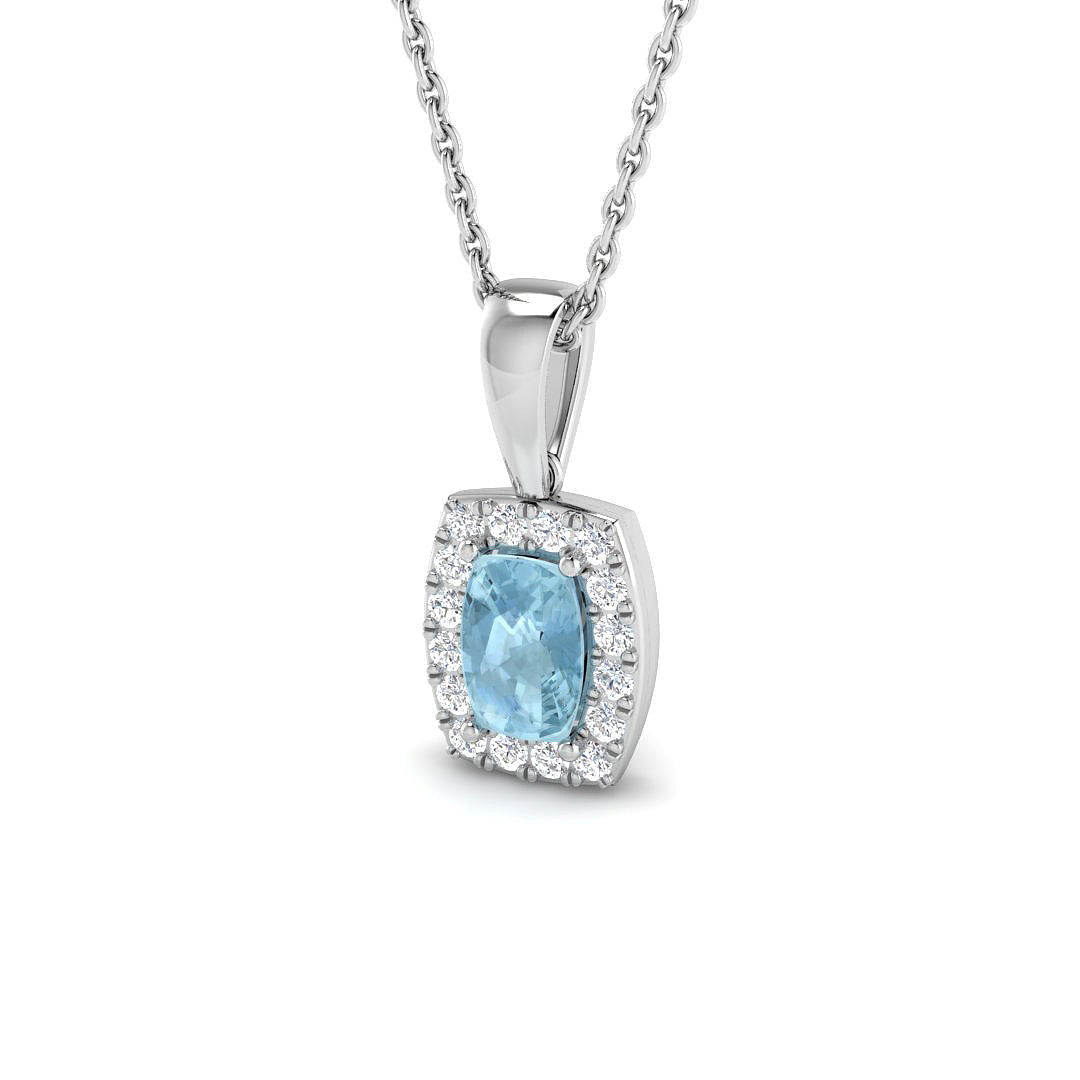 9ct White Gold 0.62ct Aquamarine Pendant