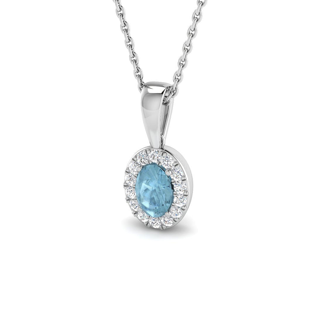 9ct White Gold 0.43ct Aquamarine Pendant