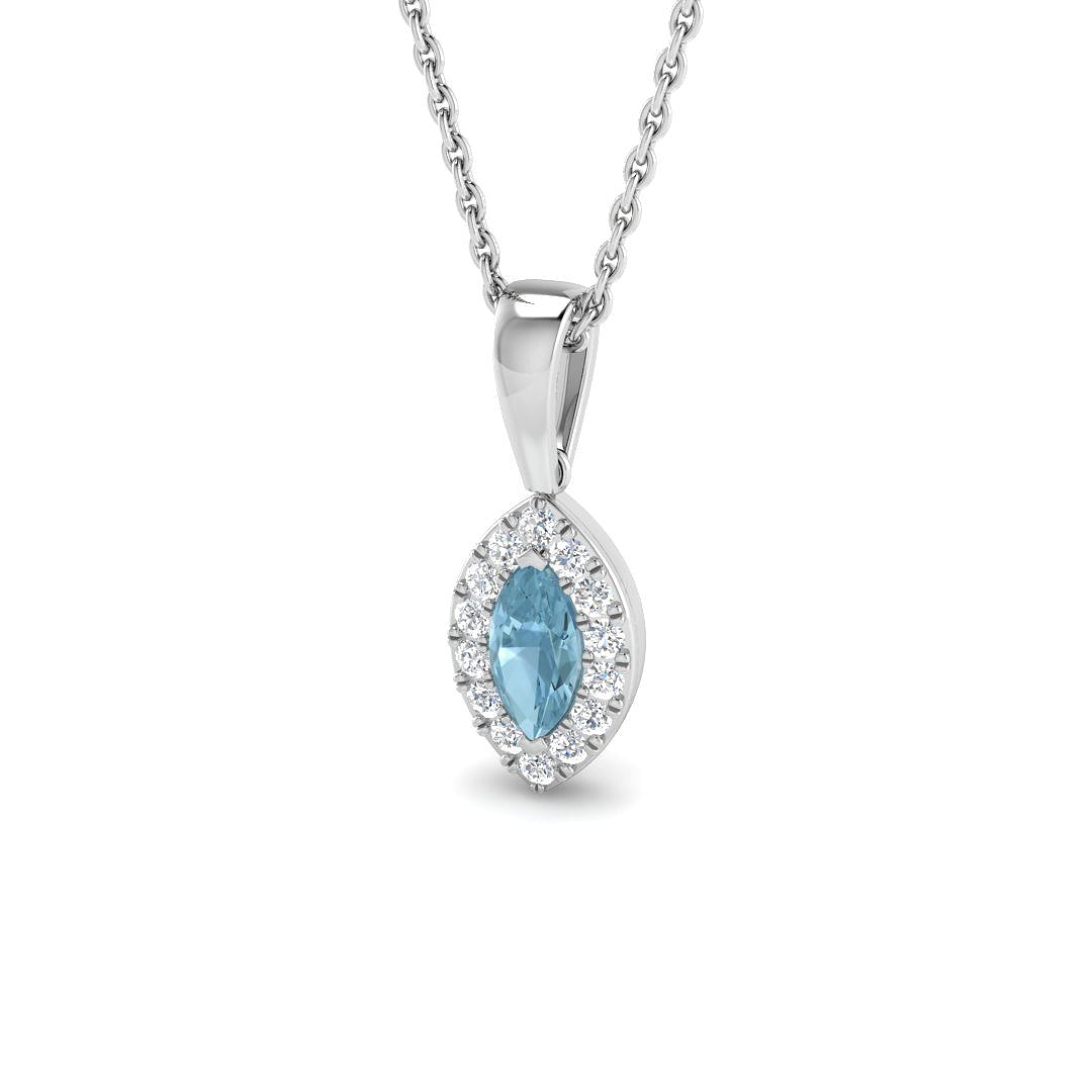9ct White Gold 0.33ct Aquamarine Pendant