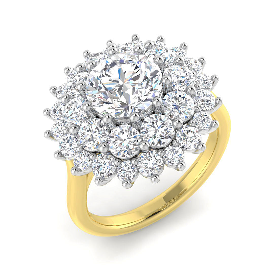 9ct Two-Tone Gold 3.34ct E VS2 Laboratory Grown CVD Ring