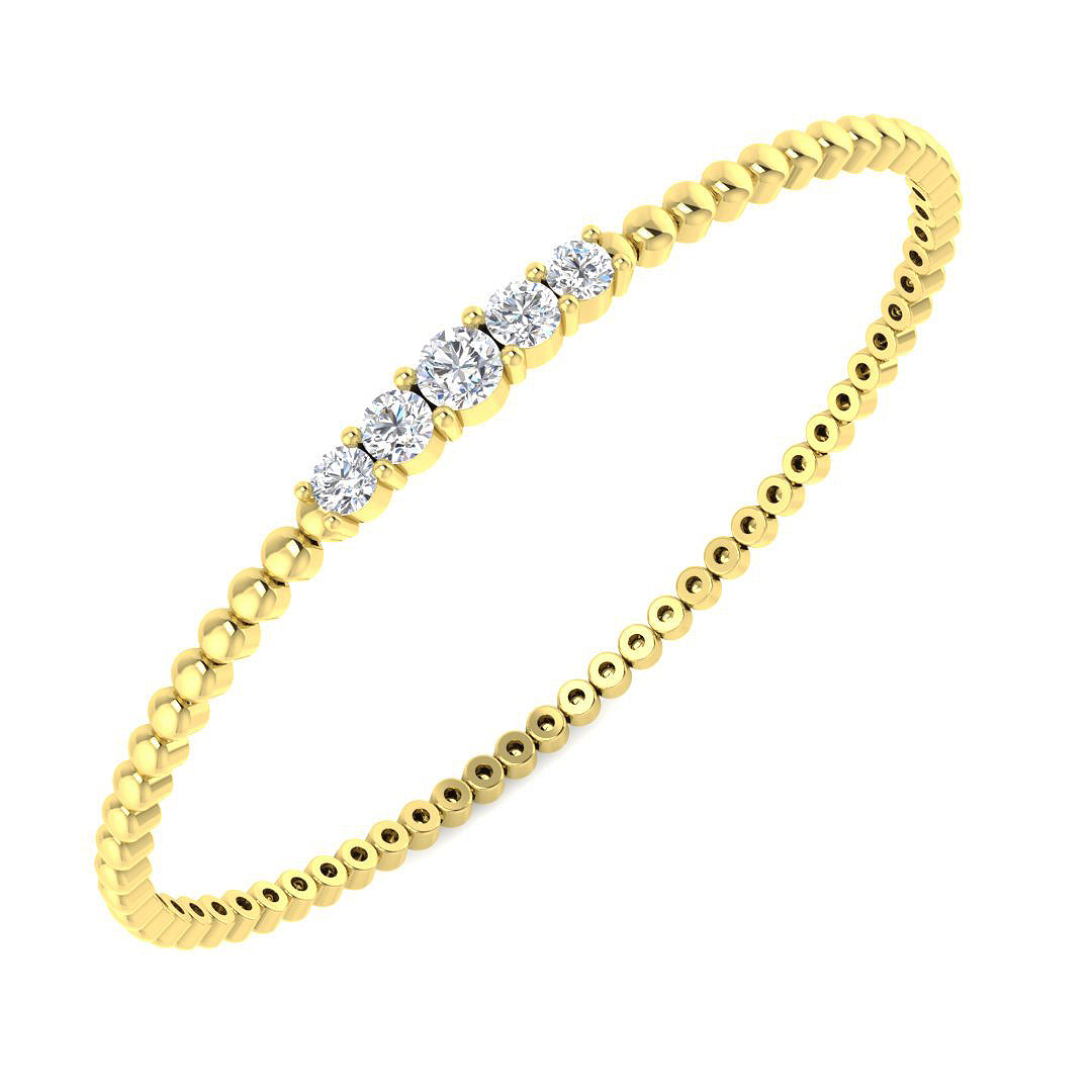 9ct Yellow Gold 0.99ct Laboratory Grown CVD Bangle