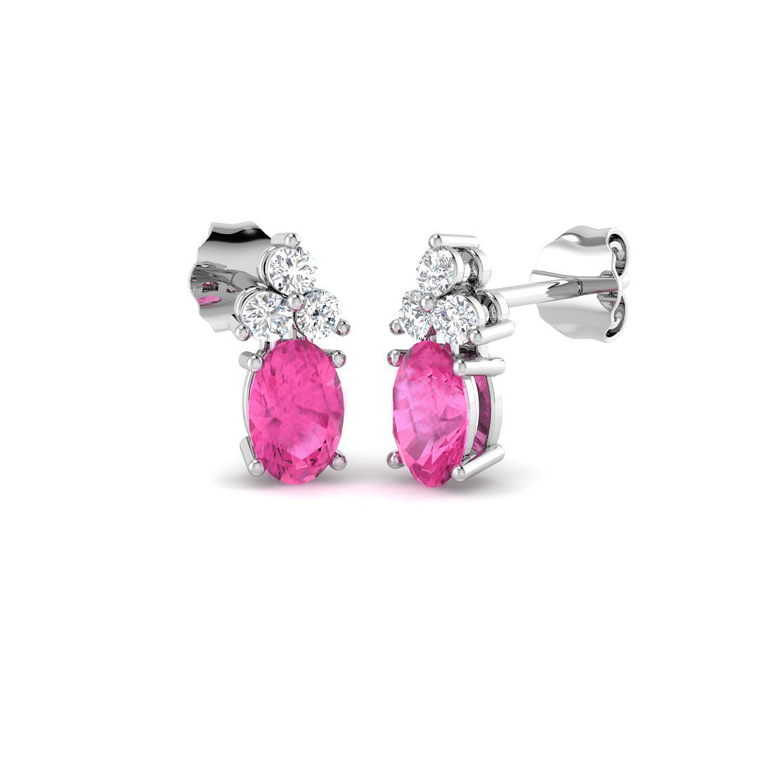9ct White Gold 1.44ct Pink Sapphire Earrings
