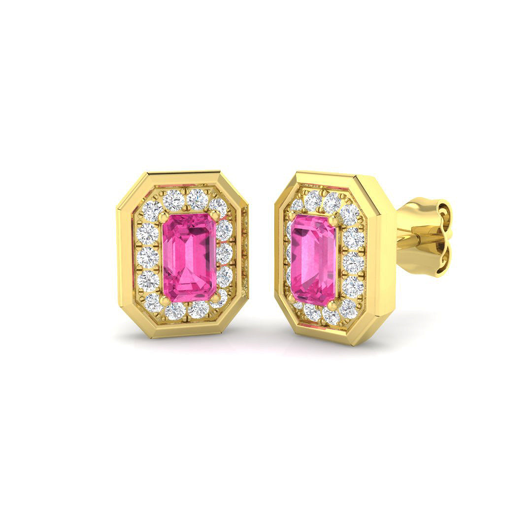 9ct Yellow Gold 0.91ct Pink Sapphire Earrings