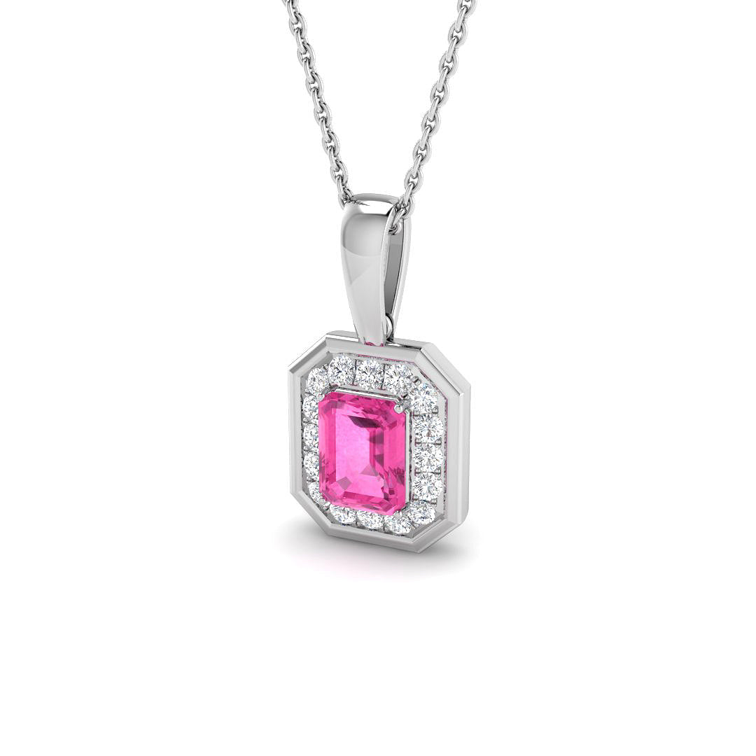 9ct White Gold 1.21ct Pink Sapphire Pendant