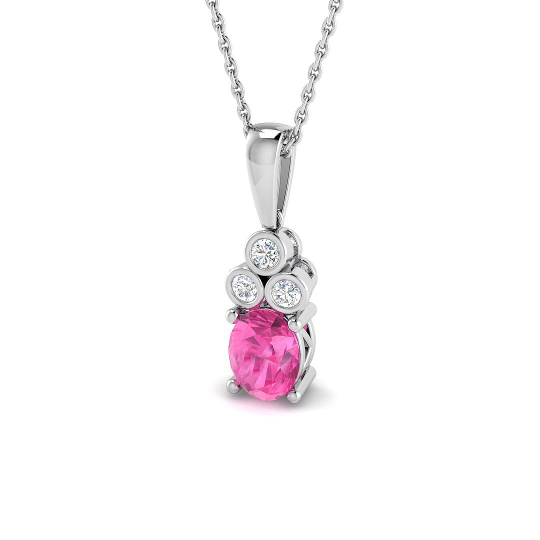 9ct White Gold 1.60ct Pink Sapphire Pendant
