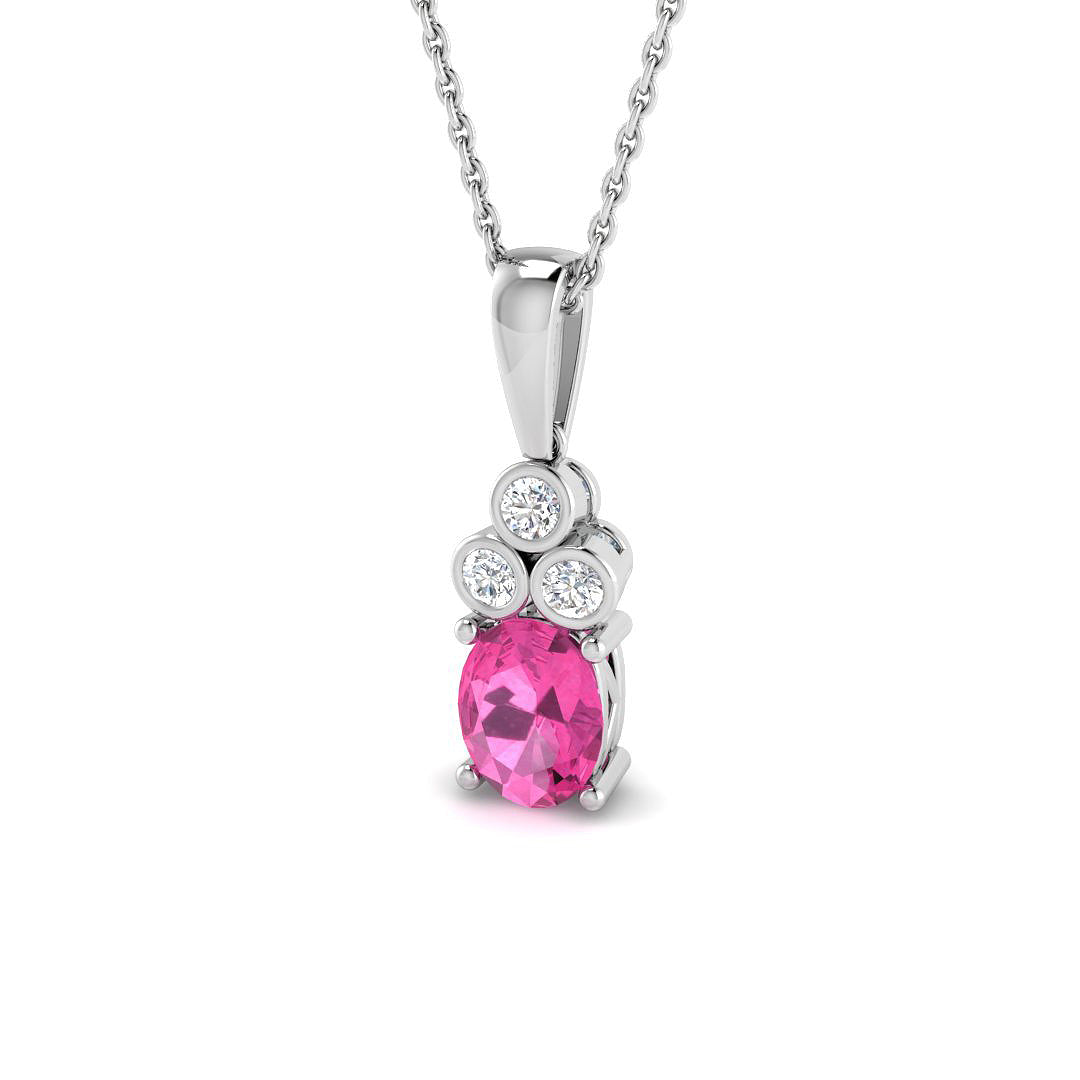 9ct White Gold 1.26ct Pink Sapphire Pendant