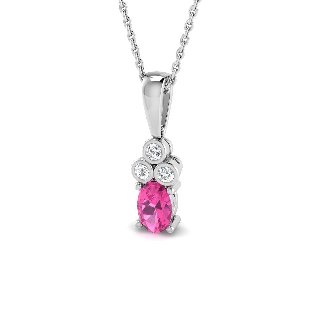 9ct White Gold 0.74ct Pink Sapphire Pendant