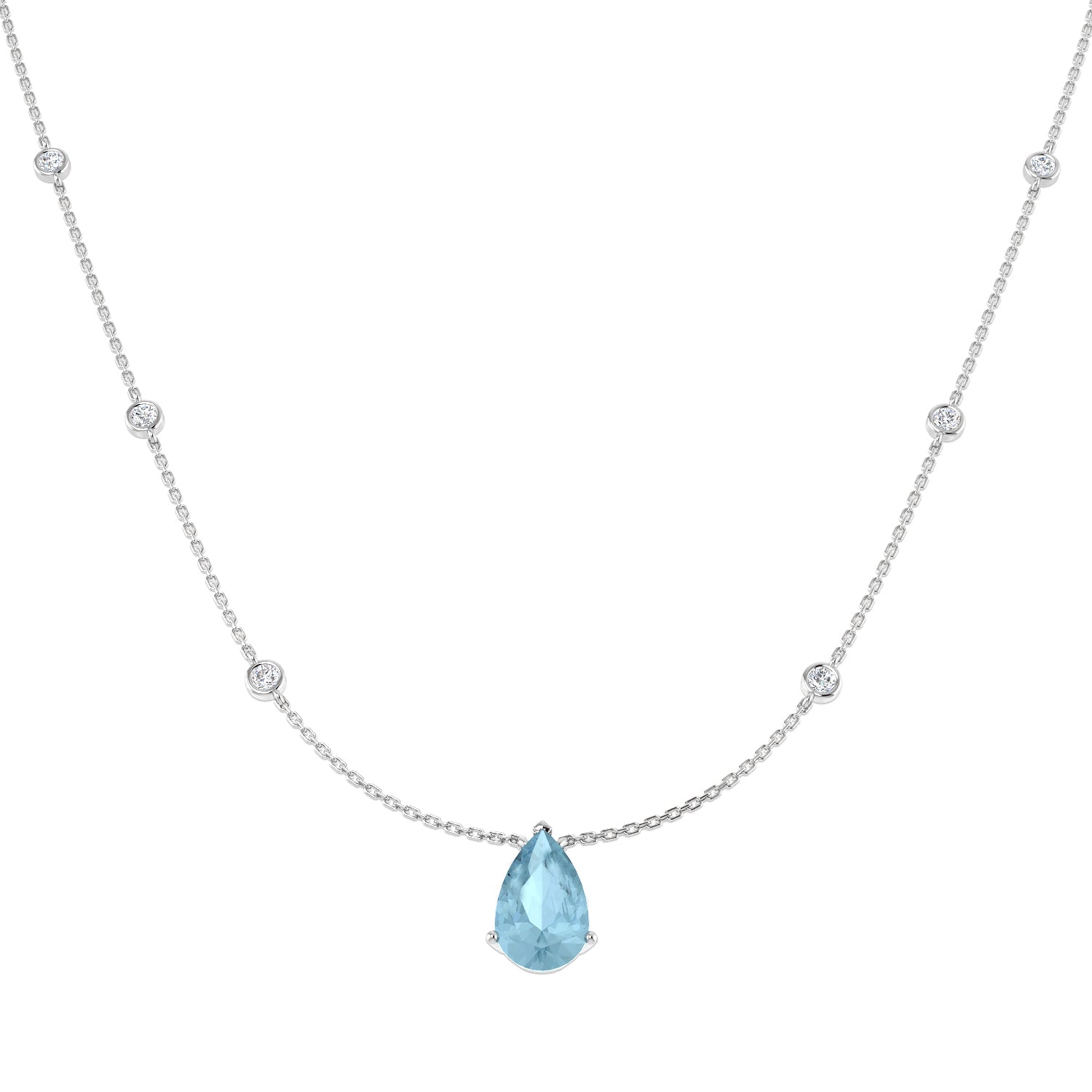 9ct White Gold 2.92ct Aquamarine Necklace