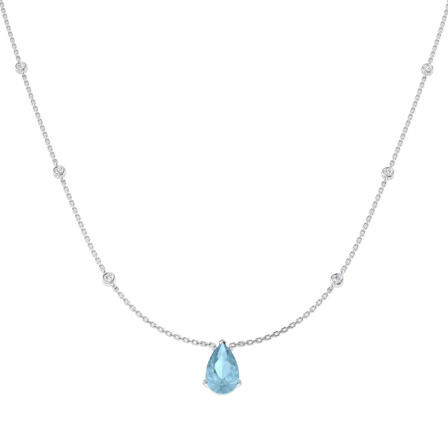 9ct White Gold 1.88ct Aquamarine Necklace