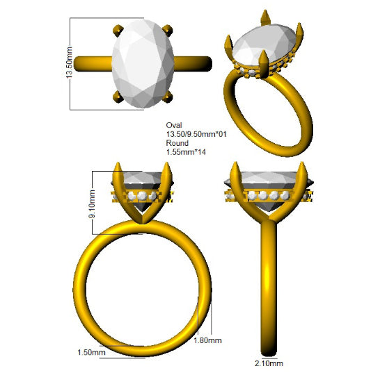 9ct Yellow Gold 5.22ct E VS2 Laboratory Grown CVD Ring